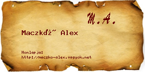 Maczkó Alex névjegykártya