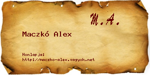 Maczkó Alex névjegykártya